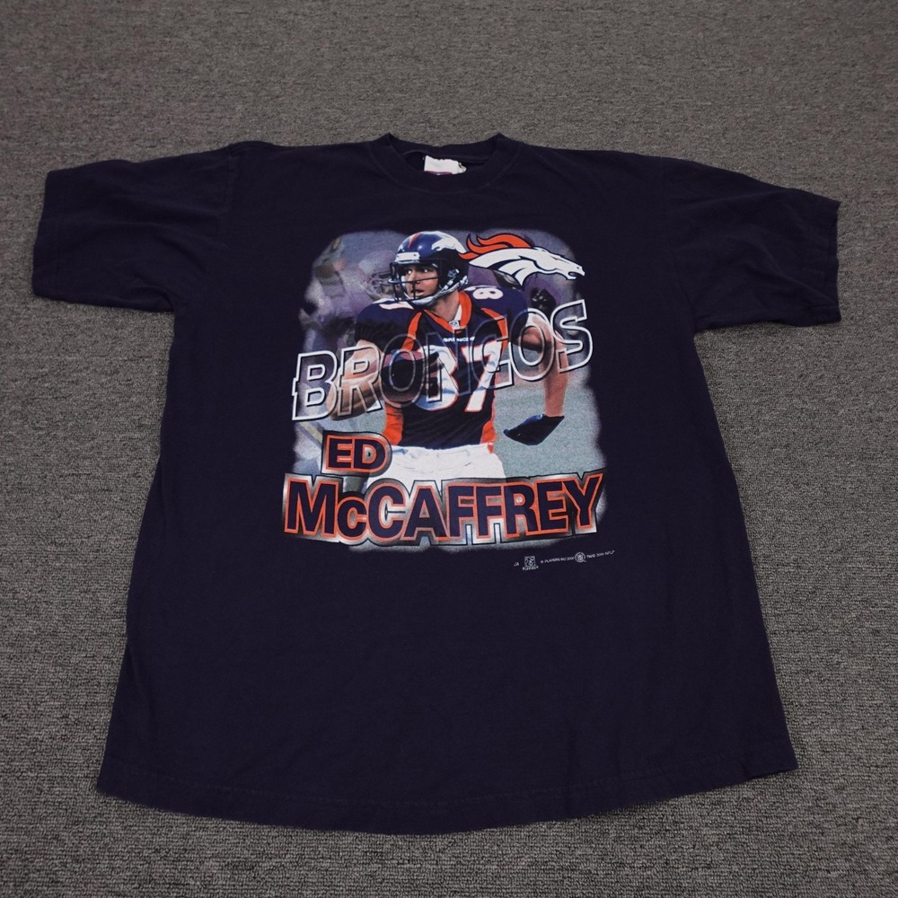 Vintage Denver Broncos Shirt Mens XL Blue NFL Football Ed McCaffrey Sport Attack